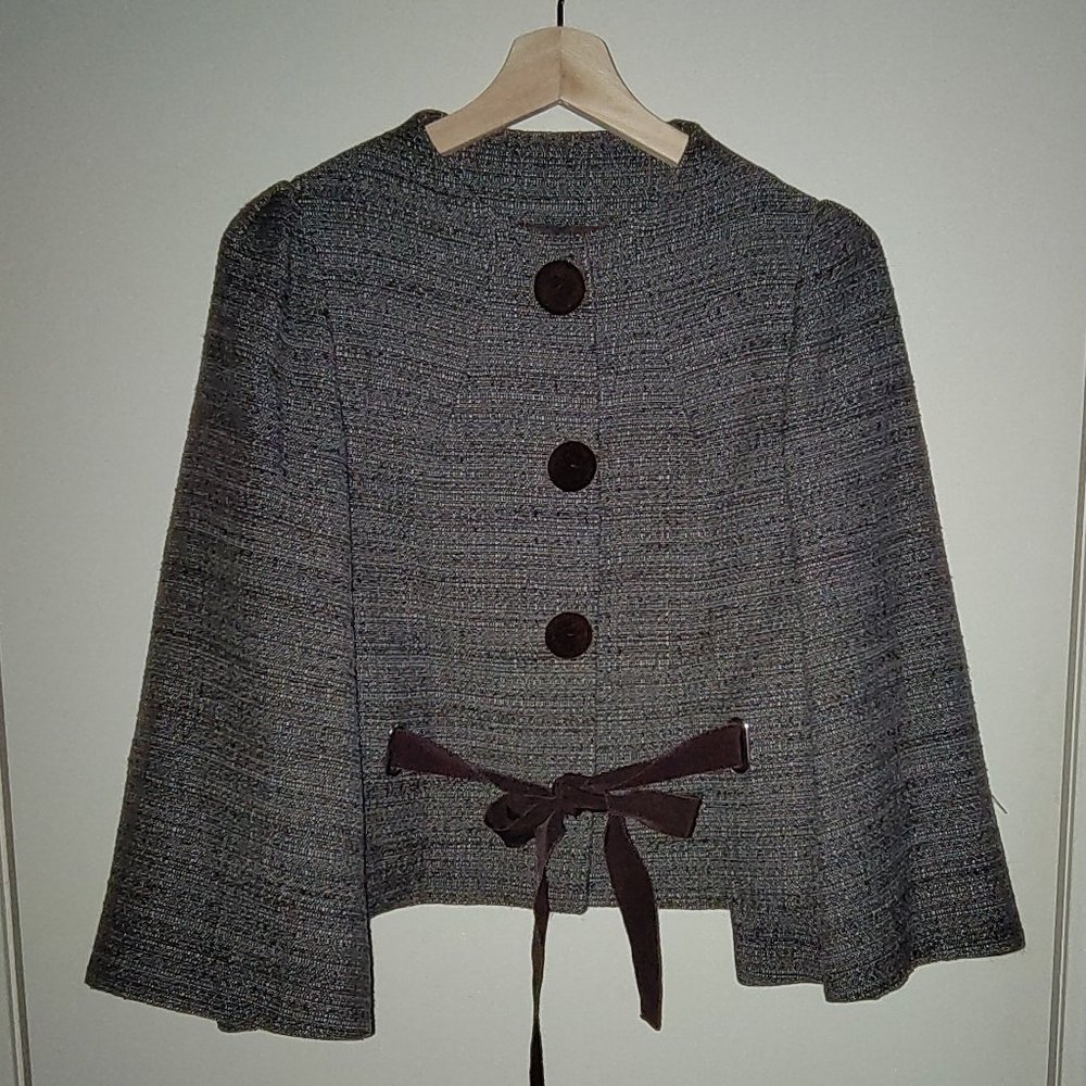 Philosophy di Alberta Ferretti, bell sleeve jacket, brown/blue, Size 8